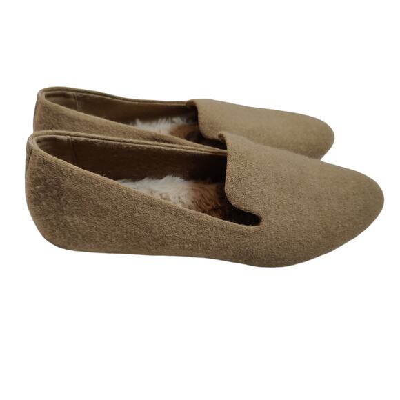 Birdies Womens Sz 12 Starling Oatmeal Wool Faux Fur Lined Loafers Slip On Flats - Picture 11 of 11